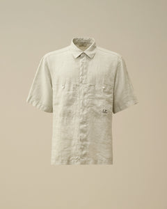 Camicia uomo maniche corte lino azzurra