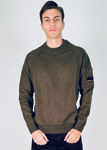 MAGLIONE UOMO GIROCOLLO IN LANA MERINO INFELTRITA CON LENTE VERDE