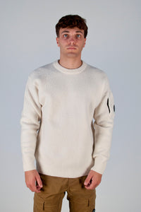 MAGLIA UOMO GIROCOLLO IN LANA ELASTICIZZATA PANNA