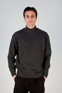 MAGLIONE UOMO MEZZA ZIP IN LANA D'AGNELLO GRS GRIGIO