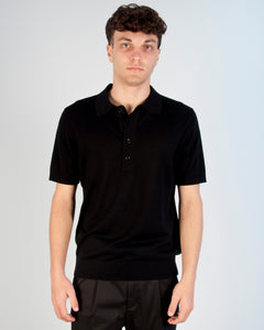 MAGLIA MANICHE CORTE POLO NERO UOMO