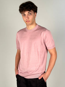 MAGLIA GIROCOLLO BASIC UOMO MANICA CORTA ROSA