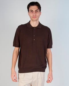 MAGLIA POLO IN SETA MANICA CORTA  MARRONE UOMO