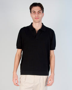 MAGLIA A POLO MANICA CORTA SCOLLO A V NERO UOMO
