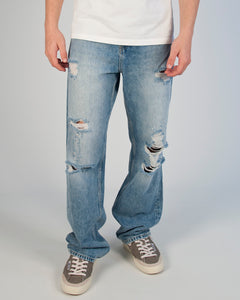 DENIM CLEVELAND WIDE FIT CHIARO ROTTO UOMO