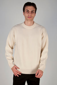 MAGLIONE UOMO GIROCOLLO PIQUET LANA/CASHMERE PANNA