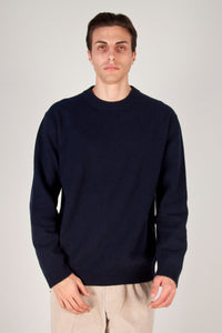 MAGLIONE UOMO GIROCOLLO PIQUET LANA/CASHMERE BLU