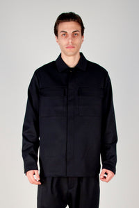 OVERSHIRT UOMO CHIUSURA CON BOTTONI LANA TECNICA BLU