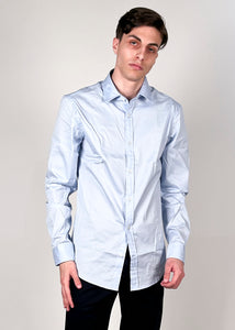 Camicia uomo slim fit manica lunga azzurra