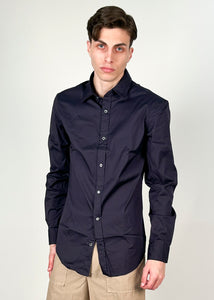 Camicia uomo slim fit manica lunga blu