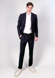 Completo uomo slim fit lana tecnica blu