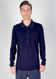 MAGLIA POLO UOMO LANA BLU