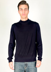 MAGLIA GIROCOLLO DUE COLLI UOMO BLU