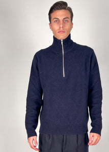 MAGLIA UOMO DOLCEVITA MEZZA ZIP BLU