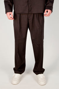 KAI PANTALONE CHINO UOMO CON VESTIBILITA' BAGGY IN LANA TECNICA MARRONE