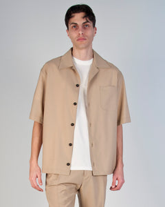 CAMICIA/OVERSHIRT  UOMO CON BOTTONI MANICA CORTA TESSUTO TECNICO BEIGE