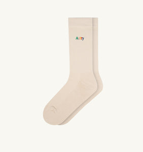 CALZINI A COSTE CON LOGO RICAMATO MULTICOLOR UNISEX BEIGE