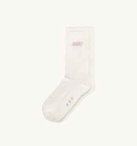 CALZINO MAIN UNISEX BIANCO CON LOGO ROSA