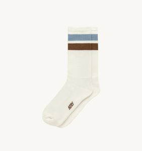 CALZINO MAIN UNISEX BIANCO RIGHE AZZURRO/MARRONE