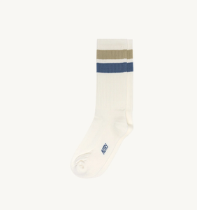 CALZINI JACQUARD CON LOGO A RIGHE UNISEX PANNA/AZZURRO