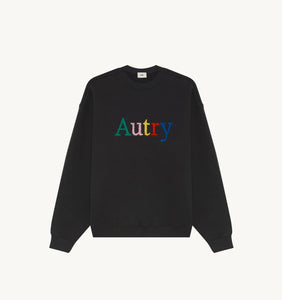 FELPA UNISEX CON LOGO MULTICOLORE NERO