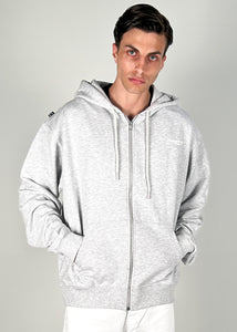 Felpa uomo  janis con cappuccio e zip grigio