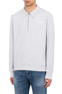 Felpa boss uomo collo a polo cotone grigio