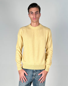 PULLOVER UOMO GIROCOLLO IN CASHMERE 'BOTANICA'  GIALLO